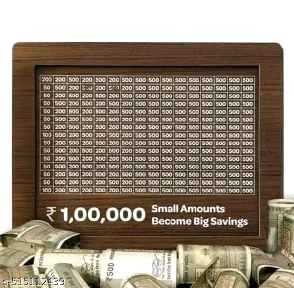 Wooden PCENFAP039 Moneyy Saving Boxx | Cash Saver Mxoney Boxx with Counting Target | ₹1,00,000 Savings Challenge Piggy Bank | Coin & Cash Bank for Boys, Girls and Adult | Durable & Eco-Friendly
 
