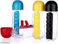 2 in 1 PCENFAP040 Portable Medicine Organizer Water Bottle Outdoor 7 Compartments Pill Box With Drinking  