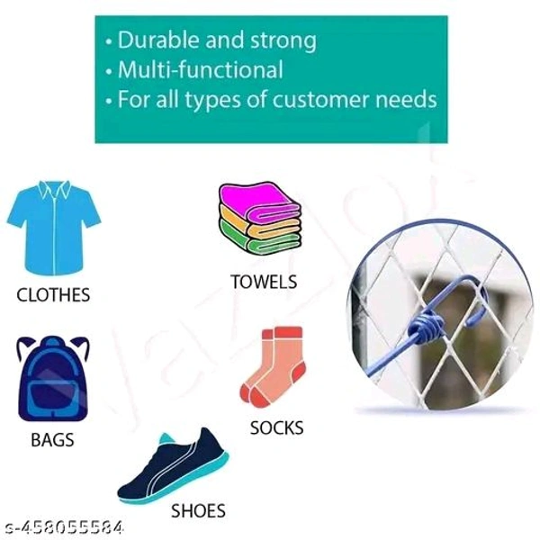 Read PCENFAP041 CART 2Pc Cloth Drying Rope with Hooks | Elastic Hanging Rope for Cloth Drying with 12 Clips | Cloth Rope for Drying Clothes for Travel Home Outdoor | Kapde Sukhane Ki Rassi | Pack of 2
 