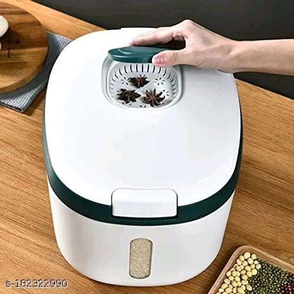 GNEY PCENFAP042 Rice Stiorage Container with Measuring Cup household Plastic Sealed Moisture Proof Dog Cat Food Storage Bucket Sealed 10 kg Rice Dispenser | Rice Box
 