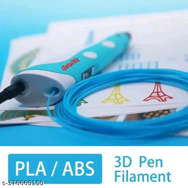 Qatalitic PCENF5441 3D Printing Pen with Adapter, LCD Display with Free Refill PLA Filaments, Easy to Use for kids to doodle and sketch in 3D, Ready to  