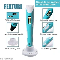 Qatalitic PCENF5441 3D Printing Pen with Adapter, LCD Display with Free Refill PLA Filaments, Easy to Use for kids to doodle and sketch in 3D, Ready to  