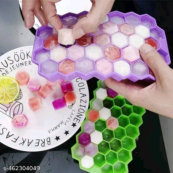 Crockdox® PCENFAP046 Honey Freezer Tray 37  Ice Cube Mould Flexible Tray for Freezer, Chocolate Cake Maker, Ice Trays for Chilled Drinks, Reusable(Pack of 4 Multi colour)
 
