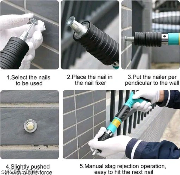 NEELPHARM PCENF5332 Multipurpose Manual Steel Nail Gun With 12 Nails, Nail Wall Fastening Tool For Cement Wall, Portable Mini Nail Shooting Machine Home DIY Woodworking (Pack Of 1) (Nail Gun)
 