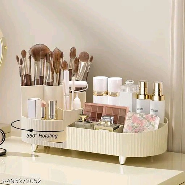 Rotating PCENFAP050 Makeup Organizer For Vanity, 360° Rotating Bathroom Organizer, Cosmetic Toiletries Perfume Storage Organizer for Dressing Table Countertop Bedroom Bathroom Makeup Room (ivory)
  - Beige