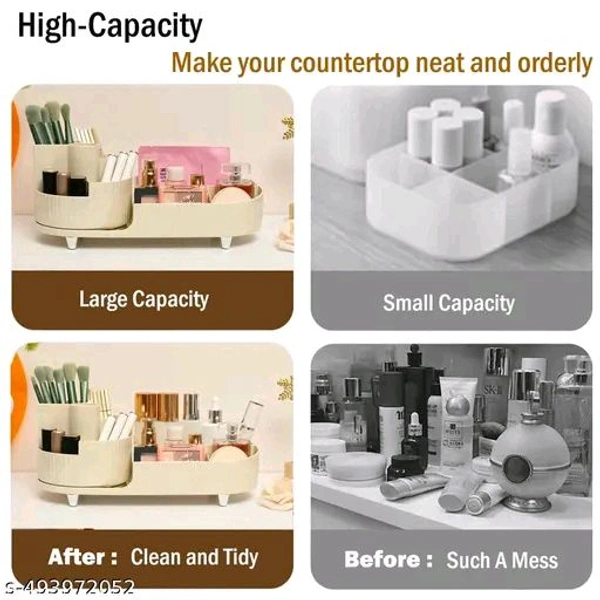Rotating PCENFAP050 Makeup Organizer For Vanity, 360° Rotating Bathroom Organizer, Cosmetic Toiletries Perfume Storage Organizer for Dressing Table Countertop Bedroom Bathroom Makeup Room (ivory)
  - Beige