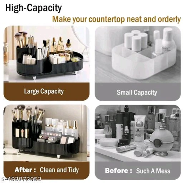 Rotating PCENFAP050 Makeup Organizer For Vanity, 360° Rotating Bathroom Organizer, Cosmetic Toiletries Perfume Storage Organizer for Dressing Table Countertop Bedroom Bathroom Makeup Room (ivory)
  - Black