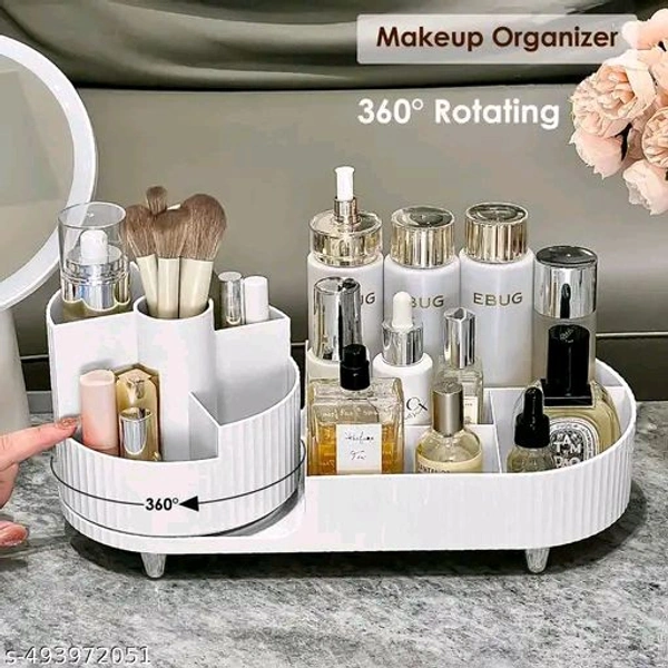 Rotating PCENFAP050 Makeup Organizer For Vanity, 360° Rotating Bathroom Organizer, Cosmetic Toiletries Perfume Storage Organizer for Dressing Table Countertop Bedroom Bathroom Makeup Room (ivory)
  - White