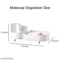 Rotating PCENFAP050 Makeup Organizer For Vanity, 360° Rotating Bathroom Organizer, Cosmetic Toiletries Perfume Storage Organizer for Dressing Table Countertop Bedroom Bathroom Makeup Room (ivory)
  - White