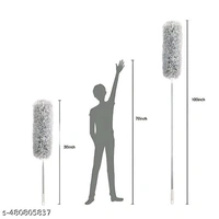 Microfiber PCENFAP052 Duster for Home Cleaning Metallic Grey Stainless Steel Telescopic Pole Extendable Duster for Home Cleaning Kitchen Accessories  
