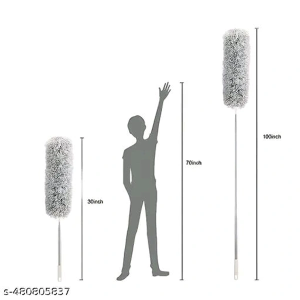 Microfiber PCENFAP052 Duster for Home Cleaning Metallic Grey Stainless Steel Telescopic Pole Extendable Duster for Home Cleaning Kitchen Accessories  