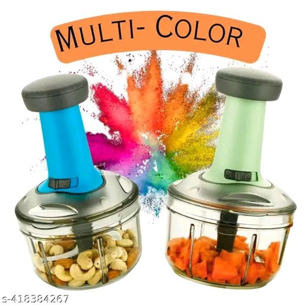 1100 ML PCENFAP051 Extra Large Quick & Powerful Hand Held Food Push Chopper to Chop & Cut Fruits, Vegetables, Herbs, Onions for Salsa, Salad, Pesto,  