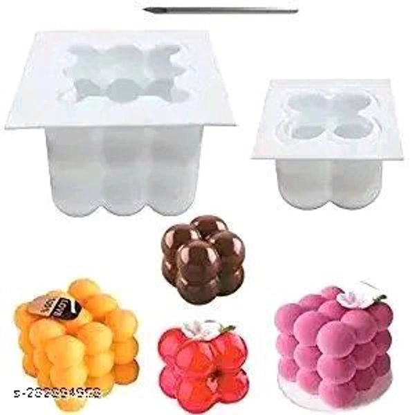 Eenfnety ™ Moldberry ENFPC85002 Cavity 3D Bubble Cube Shape Candle Mould for Candle Making, Home Decor, Aromatherapy 3D Silicone Moulds for Candles  