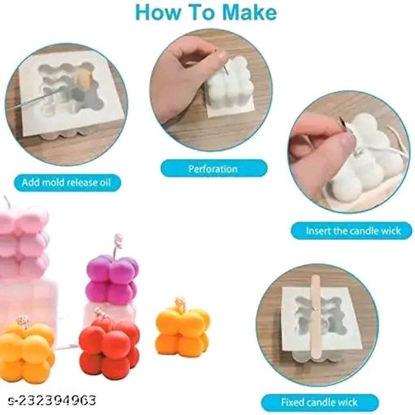 Eenfnety ™ Moldberry ENFPC85002 Cavity 3D Bubble Cube Shape Candle Mould for Candle Making, Home Decor, Aromatherapy 3D Silicone Moulds for Candles  