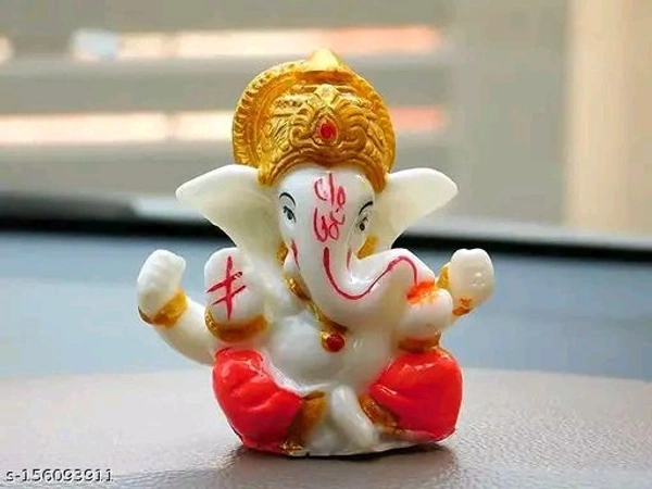 Eenfnety ™ ENFPC85002 Polyresin Meditating Lord Ganesha Idols for Home Decor, car Dashboard, and Office Decor, Showpiece for Living Room 2.3 x 2.3 Inch/3   - Red