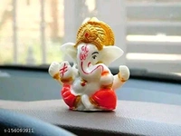 Eenfnety ™ ENFPC85002 Polyresin Meditating Lord Ganesha Idols for Home Decor, car Dashboard, and Office Decor, Showpiece for Living Room 2.3 x 2.3 Inch/3   - Red