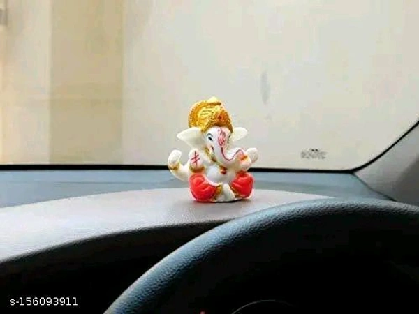 Eenfnety ™ ENFPC85002 Polyresin Meditating Lord Ganesha Idols for Home Decor, car Dashboard, and Office Decor, Showpiece for Living Room 2.3 x 2.3 Inch/3   - Red