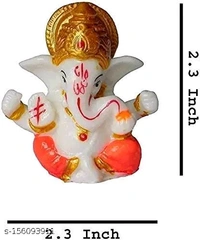 Eenfnety ™ ENFPC85002 Polyresin Meditating Lord Ganesha Idols for Home Decor, car Dashboard, and Office Decor, Showpiece for Living Room 2.3 x 2.3 Inch/3   - Red