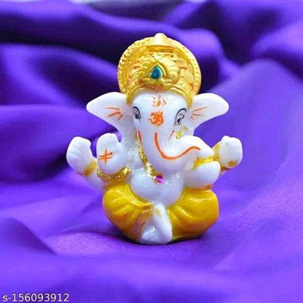 Eenfnety ™ ENFPC85002 Polyresin Meditating Lord Ganesha Idols for Home Decor, car Dashboard, and Office Decor, Showpiece for Living Room 2.3 x 2.3 Inch/3   - Yellow