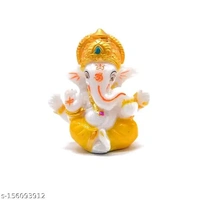 Eenfnety ™ ENFPC85002 Polyresin Meditating Lord Ganesha Idols for Home Decor, car Dashboard, and Office Decor, Showpiece for Living Room 2.3 x 2.3 Inch/3   - Yellow