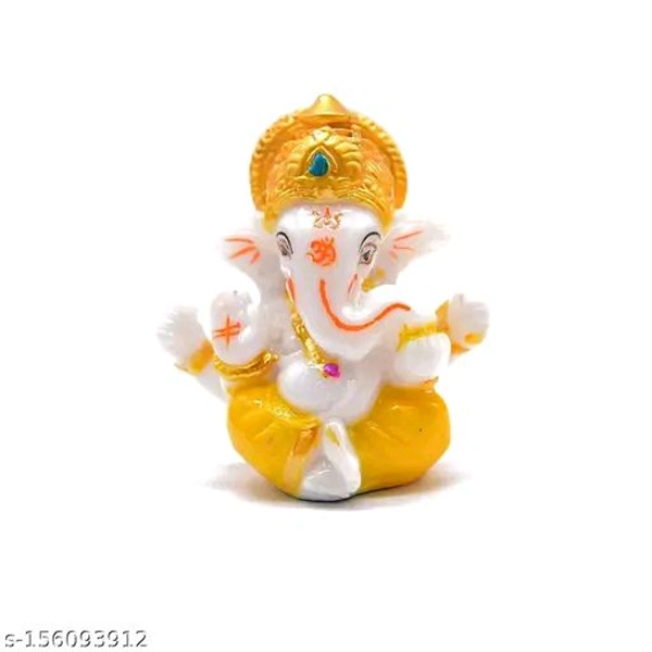 Eenfnety ™ ENFPC85002 Polyresin Meditating Lord Ganesha Idols for Home Decor, car Dashboard, and Office Decor, Showpiece for Living Room 2.3 x 2.3 Inch/3   - Yellow