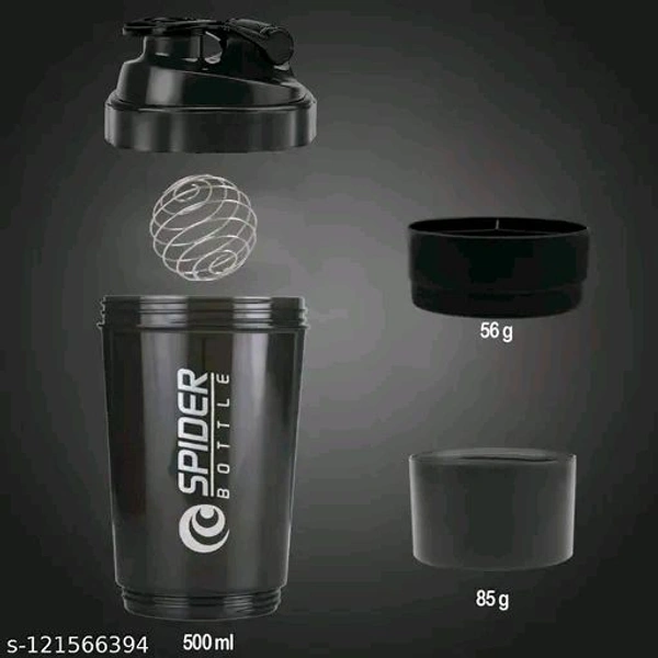 Premium PCENFAP061 Gym Shaker Bottle for Protein Shake with 2 Storage Compartment  ||Gym Shaker|| Water Bottle||Workout Bottle|| Gym Bottle||  - Black