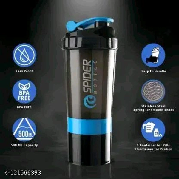 Premium PCENFAP061 Gym Shaker Bottle for Protein Shake with 2 Storage Compartment  ||Gym Shaker|| Water Bottle||Workout Bottle|| Gym Bottle||  - Blue
