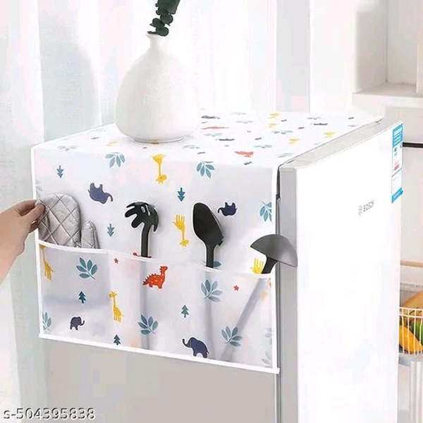 1Pc PCENFAP064 Fridge Cover for Top with 6 Utility Pockets Cartoon Prints Waterproof Single Door (130 x 54 cm)
  - Design 1