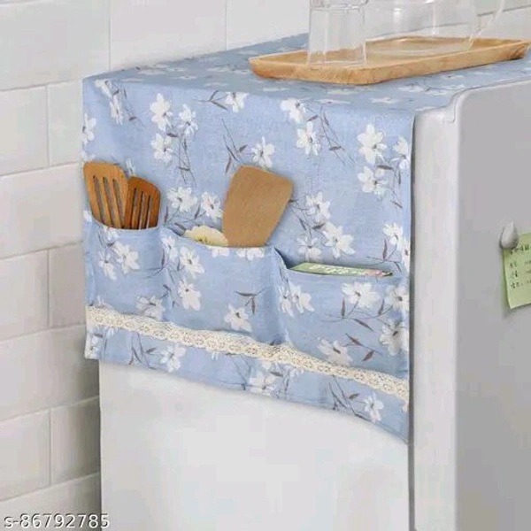 1Pc PCENFAP064 Fridge Cover for Top with 6 Utility Pockets Cartoon Prints Waterproof Single Door (130 x 54 cm)
  - Design 2
