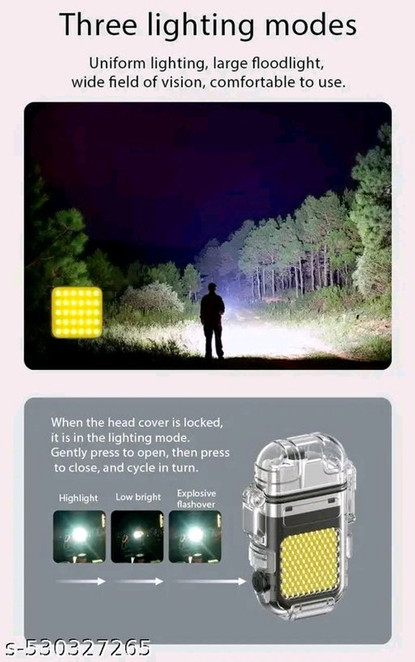 Electric PCENFAP066 Lighter USB Rechargeable Dual Arc Lighters, Cool Plasma Lighter with Waterproof Transparent Shell, 3 Modes COB Flashlight and Detachable Pocket Clip for EDC (Black)
 
