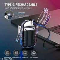 Electric PCENFAP066 Lighter USB Rechargeable Dual Arc Lighters, Cool Plasma Lighter with Waterproof Transparent Shell, 3 Modes COB Flashlight and Detachable Pocket Clip for EDC (Black)
 