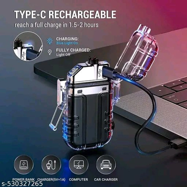 Electric PCENFAP066 Lighter USB Rechargeable Dual Arc Lighters, Cool Plasma Lighter with Waterproof Transparent Shell, 3 Modes COB Flashlight and Detachable Pocket Clip for EDC (Black)
 