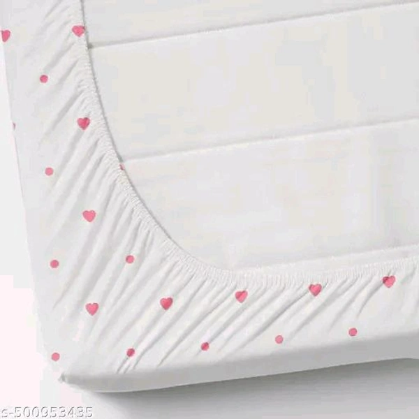 220 PCENFAP067 TC Cotton Feel Glace Cotton Printed Elastic Fitted King Size Double Bed Bedsheet with 2 Pillow Covers
  - Red Heart