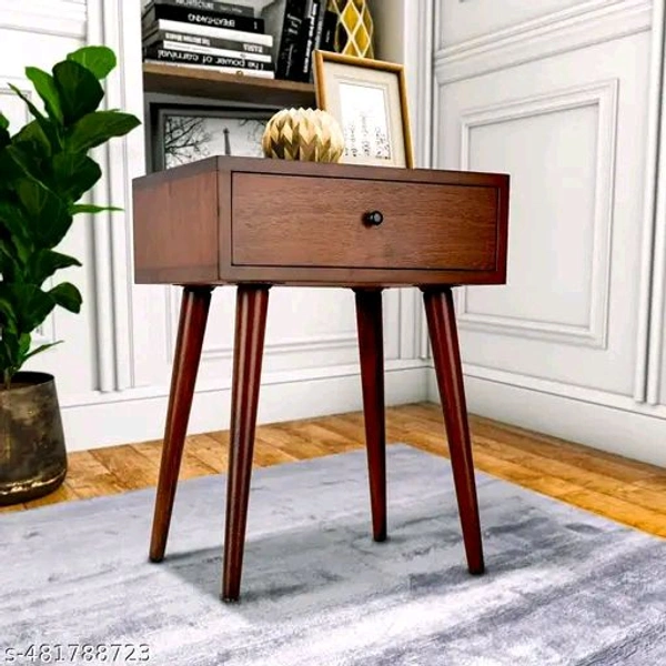 Aaliya PCENFAP071 Mart Wooden Bedside Table, Nighstand with Solid Wood Legs for Bedroom, Classic Lamp Stand or Sofa Side Table with 1 Storage Drawer for Living Room and Offices
 