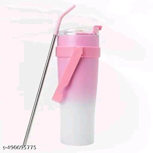 1200ml PCENFAP072 Stainless Steel Tumbler with Handle, Dual Lid, Drinking Straw | Hot and Cold Double Vacuum Insulated Flask | Fits Car Cup Holders |
  - Pink