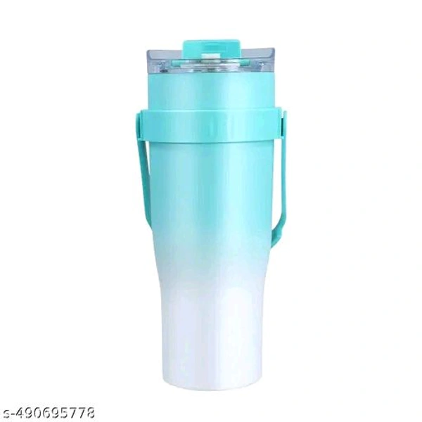 1200ml PCENFAP072 Stainless Steel Tumbler with Handle, Dual Lid, Drinking Straw | Hot and Cold Double Vacuum Insulated Flask | Fits Car Cup Holders |
  - Cerulean