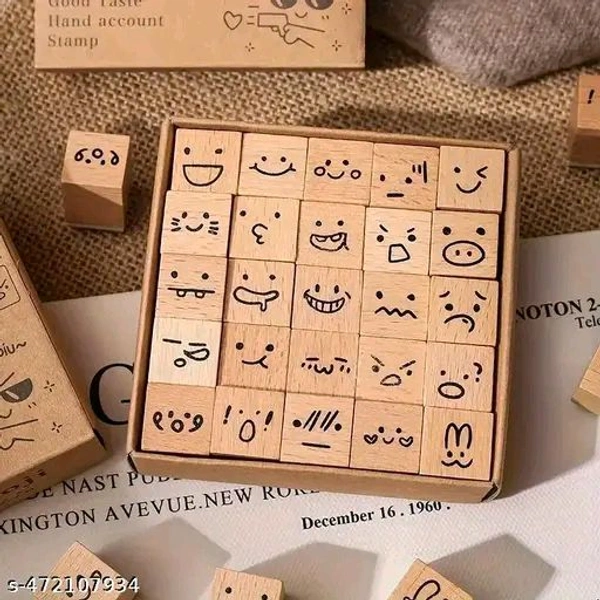 8PC PCENFAP078 Spray Shadow Series Retro Floral Plant Wooden Seal Stamp Pack Diy Scrapbooking, Crafts & Stationery Fun Seal Stamp (PACK OF 8PC)
  - Combo Design 2