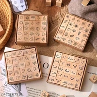 8PC PCENFAP078 Spray Shadow Series Retro Floral Plant Wooden Seal Stamp Pack Diy Scrapbooking, Crafts & Stationery Fun Seal Stamp (PACK OF 8PC)
  - Combo Design 2
