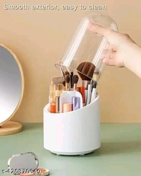 Makeup PCENFAP081 Brush  Organizer with Lid, Rotating Dustproof Make Up Brushes Container with Acrylic Cover, Spinning Cosmetics Holders  