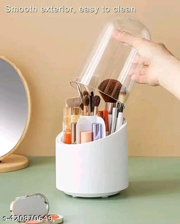 Makeup PCENFAP081 Brush  Organizer with Lid, Rotating Dustproof Make Up Brushes Container with Acrylic Cover, Spinning Cosmetics Holders  
