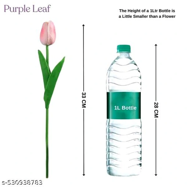 Purple PCENFAP090 Leaf 5PCs Artificial Flower White Tulip Flowers Sticks For Gifting Decorative Items Home Decor,Office, Bedroom, Balcony,Living Room Corner Table Top Bedroom Wedding Party Festive   - Sundown