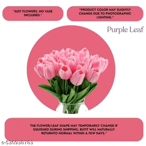 Purple PCENFAP090 Leaf 5PCs Artificial Flower White Tulip Flowers Sticks For Gifting Decorative Items Home Decor,Office, Bedroom, Balcony,Living Room Corner Table Top Bedroom Wedding Party Festive   - Sundown