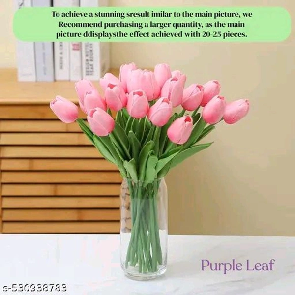 Purple PCENFAP090 Leaf 5PCs Artificial Flower White Tulip Flowers Sticks For Gifting Decorative Items Home Decor,Office, Bedroom, Balcony,Living Room Corner Table Top Bedroom Wedding Party Festive   - Sundown