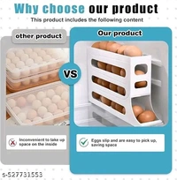 Egg Dispenser PCENFAP094 , 4-Tier Egg Storage for Fridge, Holds upto 30 Eggs, Egg Rolling Dispenser for Easy Access, Ideal Egg Tray for Organized Storage (White)
 