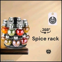 Plastic PCENFAP097 Big Revolving Spice Rack 16 In 1 Masala Rack Set Condiment Set Spice Container Tabletop Jar Bottle Spice Rack Unbreakable Kitchen Shelves (Black)
 