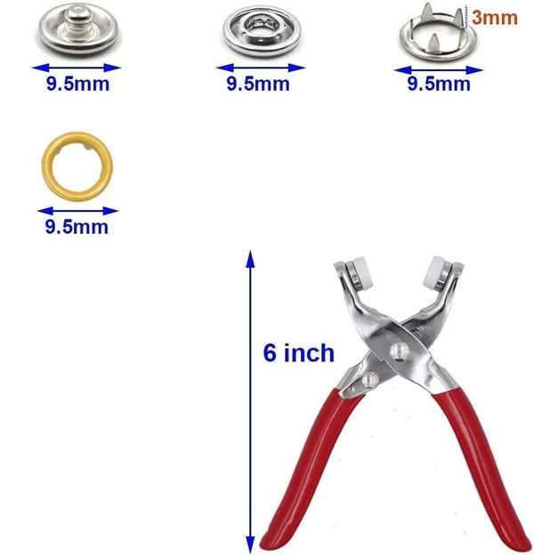 200pc Silver Button Thickened Snap Fasteners Kit Metal Copper Five Claw Buckle Set with Hand Pressure Pliers Tool DIY Sewing Buttons Set for Clothing Sewing and Crafting(only Silver Button)