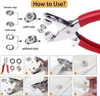 200pc Silver Button Thickened Snap Fasteners Kit Metal Copper Five Claw Buckle Set with Hand Pressure Pliers Tool DIY Sewing Buttons Set for Clothing Sewing and Crafting(only Silver Button)