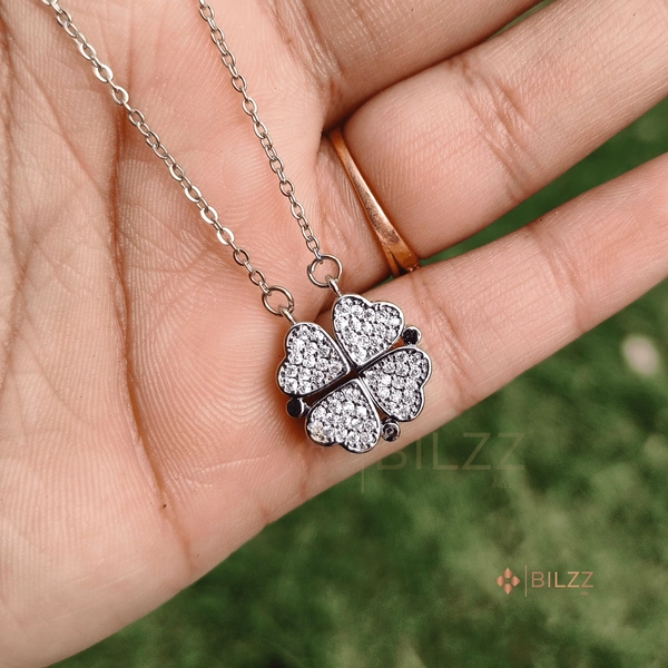 2-in-1 Magnetic 4 Clover Heart Radiant Necklace Set for Women
