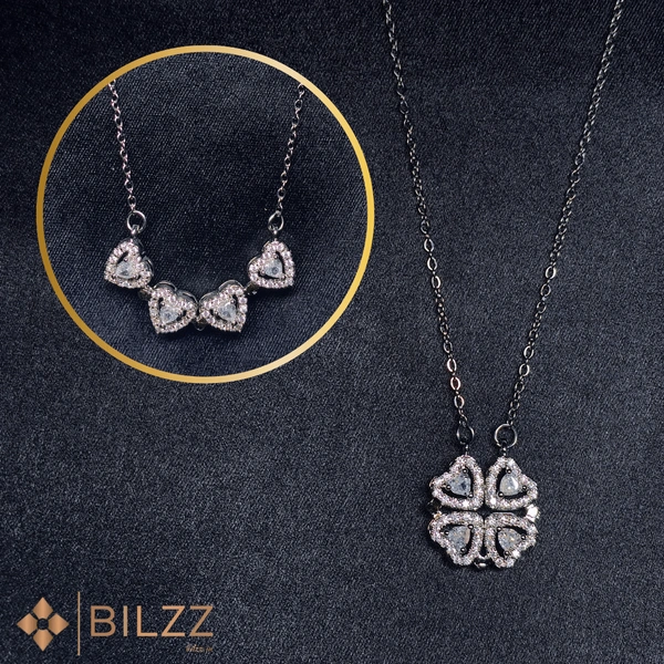 2-in-1 Magnetic 4 Clover Heart Radiant Necklace Set for Women