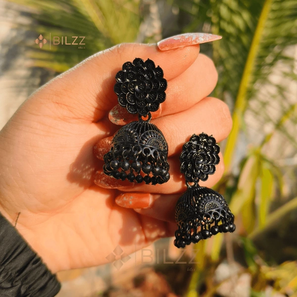 Black Rose Jhumka Earrings: Timeless Grace